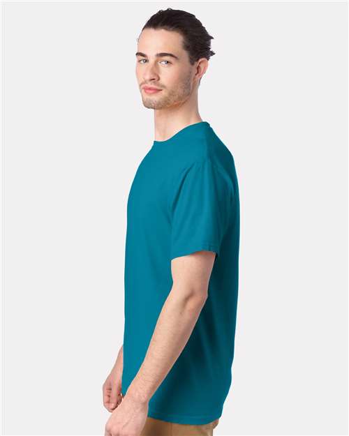 Hanes GDH100 Men's Garment-Dyed T-Shirt - Ocean Depths - model side