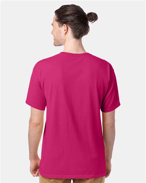 Hanes GDH100 Men's Garment-Dyed T-Shirt - Peony Pink - model back