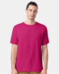 Hanes GDH100 Men's Garment-Dyed T-Shirt - Peony Pink - model front