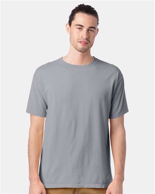 Hanes GDH100 Men's Garment-Dyed T-Shirt - Silverstone - model front