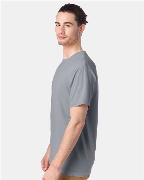 Hanes GDH100 Men's Garment-Dyed T-Shirt - Silverstone - model side