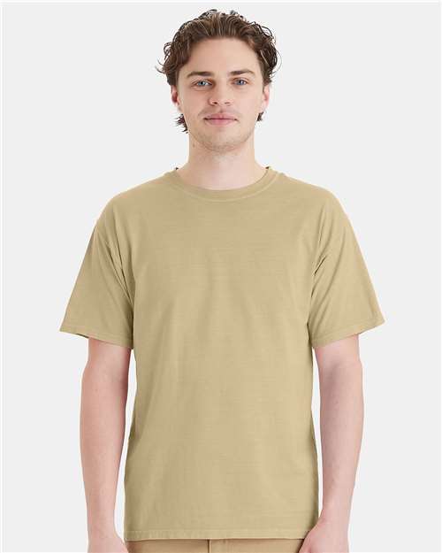 Hanes GDH11B Unisex Botanical Dyed T-Shirt - Botanical Pomegranate Rind - model front
