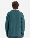 Hanes GDH490 Unisex Garment-Dyed Polo Collar Sweatshirt - Cactus - model back