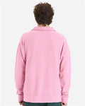 Hanes GDH490 Unisex Garment-Dyed Polo Collar Sweatshirt - Cotton Candy - model back