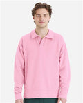 Hanes GDH490 Unisex Garment-Dyed Polo Collar Sweatshirt - Cotton Candy - model front