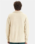 Hanes GDH490 Unisex Garment-Dyed Polo Collar Sweatshirt - Parchment - model back