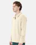 Hanes GDH490 Unisex Garment-Dyed Polo Collar Sweatshirt - Parchment - model side