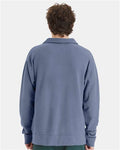 Hanes GDH490 Unisex Garment-Dyed Polo Collar Sweatshirt - Saltwater - model back