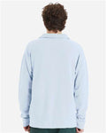 Hanes GDH490 Unisex Garment-Dyed Polo Collar Sweatshirt - Soothing Blue - model back