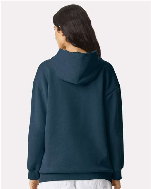 American Apparel RF498 Unisex ReFlex Fleece Hoodie Sweatshirt - Sea Blue - model back