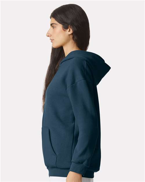 American Apparel RF498 Unisex ReFlex Fleece Hoodie Sweatshirt - Sea Blue - model side