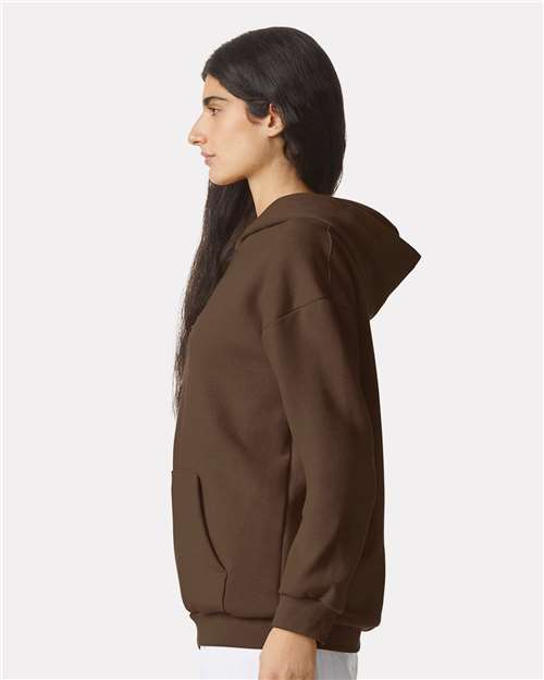 American Apparel RF498 Unisex ReFlex Fleece Hoodie Sweatshirt - Brown - model side