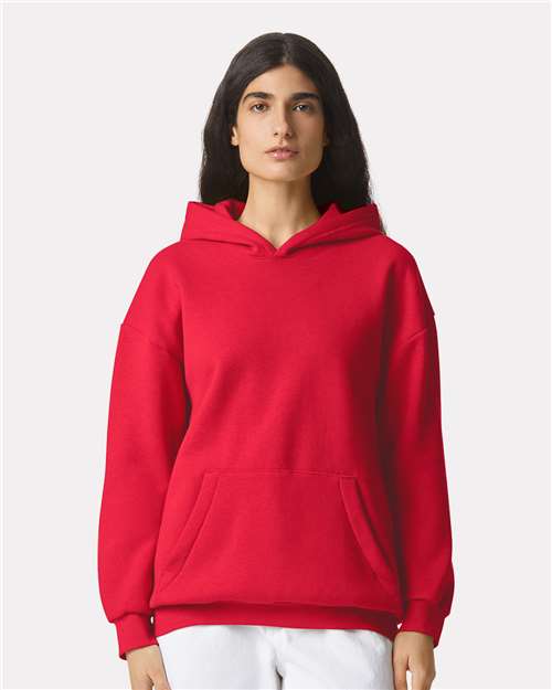 American Apparel RF498 Unisex ReFlex Fleece Hoodie Sweatshirt - Cardinal - model front