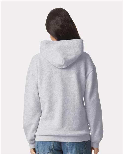American Apparel RF498 Unisex ReFlex Fleece Hoodie Sweatshirt - Heather Grey - model back