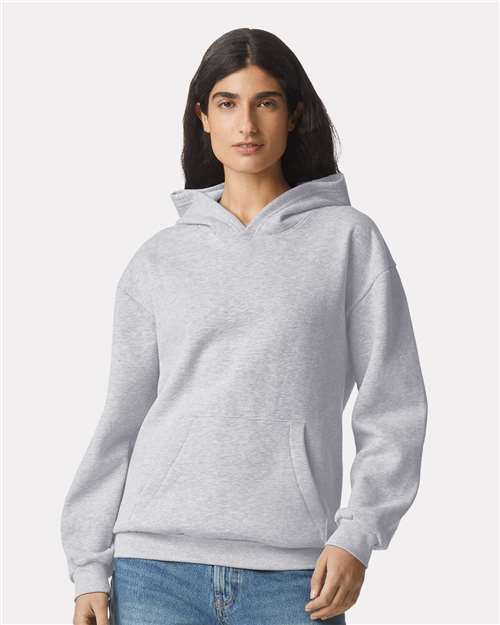 American Apparel RF498 Unisex ReFlex Fleece Hoodie Sweatshirt - Heather Grey - model front