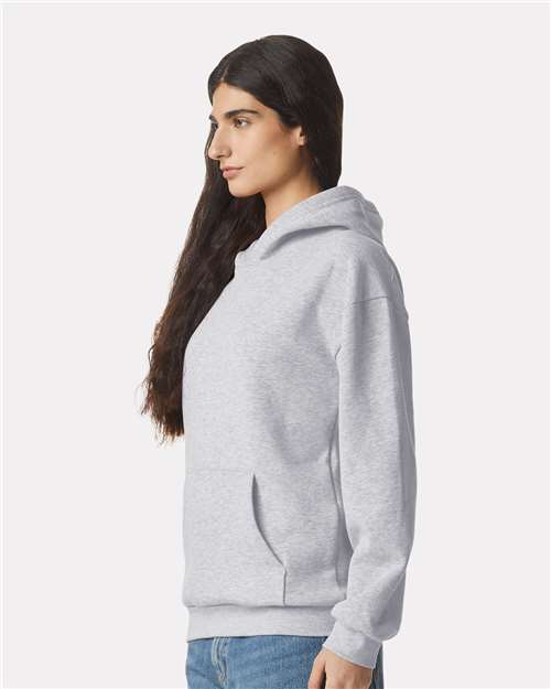 American Apparel RF498 Unisex ReFlex Fleece Hoodie Sweatshirt - Heather Grey - model side