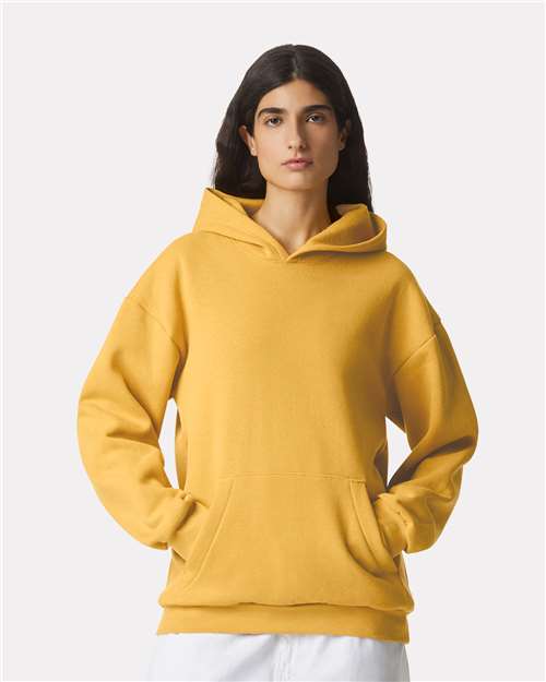 American Apparel RF498 Unisex ReFlex Fleece Hoodie Sweatshirt - Mustard - model front