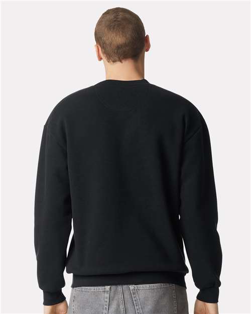 American Apparel RF496 Unisex ReFlex Fleece Crewneck Sweatshirt - Black - model back