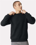 American Apparel RF496 Unisex ReFlex Fleece Crewneck Sweatshirt - Black - model front