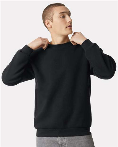American Apparel RF496 Unisex ReFlex Fleece Crewneck Sweatshirt - Black - model front