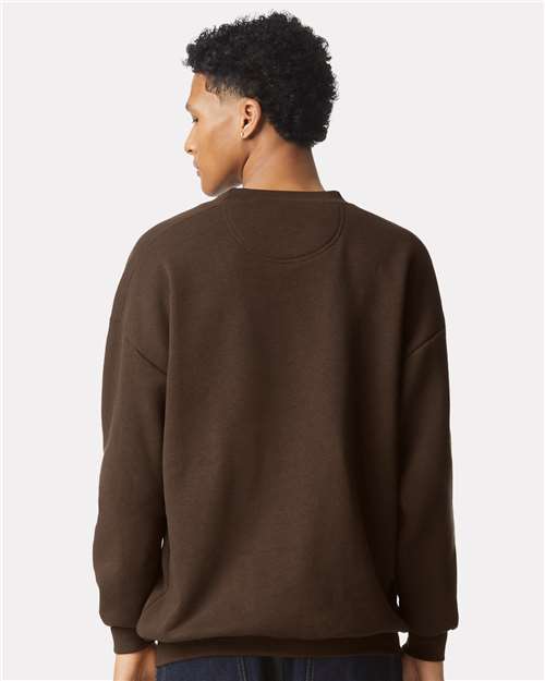 American Apparel RF496 Unisex ReFlex Fleece Crewneck Sweatshirt - Brown - model back