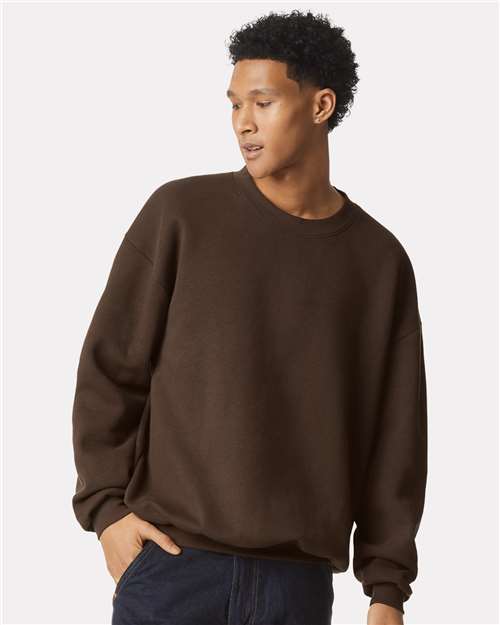 American Apparel RF496 Unisex ReFlex Fleece Crewneck Sweatshirt - Brown - model front