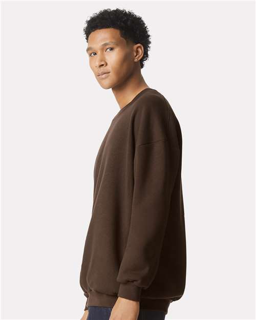American Apparel RF496 Unisex ReFlex Fleece Crewneck Sweatshirt - Brown - model side
