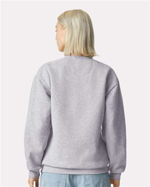 American Apparel RF496 Unisex ReFlex Fleece Crewneck Sweatshirt - Heather Grey - model back