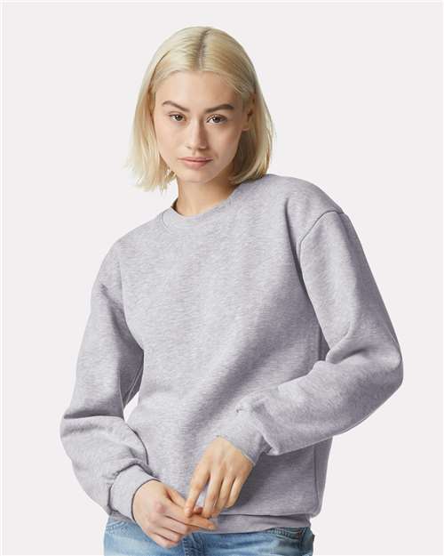 American Apparel RF496 Unisex ReFlex Fleece Crewneck Sweatshirt - Heather Grey - model front