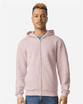 American Apparel RF497 Unisex ReFlex Fleece Full-Zip Hoodie Sweatshirt - Blush - model front
