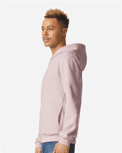 American Apparel RF497 Unisex ReFlex Fleece Full-Zip Hoodie Sweatshirt - Blush - model side