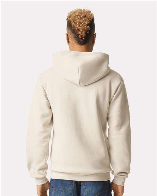 American Apparel RF497 Unisex ReFlex Fleece Full-Zip Hoodie Sweatshirt - Bone - model back