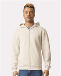 American Apparel RF497 Unisex ReFlex Fleece Full-Zip Hoodie Sweatshirt - Bone - model front