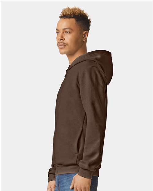 American Apparel RF497 Unisex ReFlex Fleece Full-Zip Hoodie Sweatshirt - Brown - model side