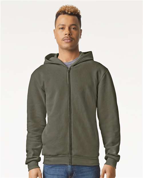 American Apparel RF497 Unisex ReFlex Fleece Full-Zip Hoodie Sweatshirt - Lieutenant - model front