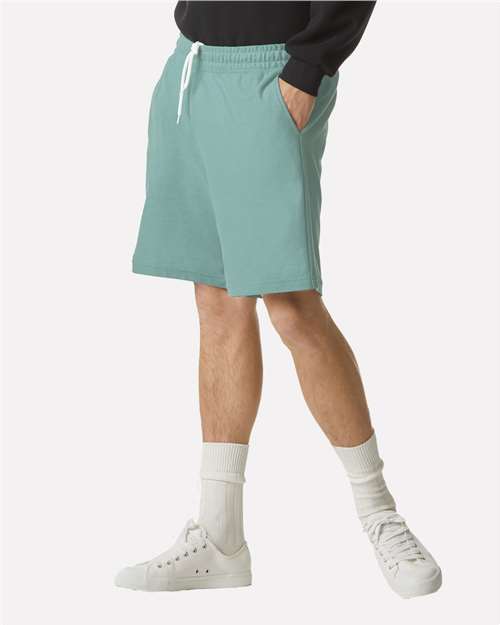 American Apparel 2PQ Unisex Pique Gym Shorts - Arctic - model side