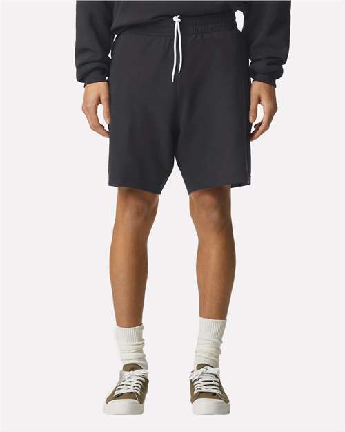 American Apparel 2PQ Unisex Pique Gym Shorts - Black - model front