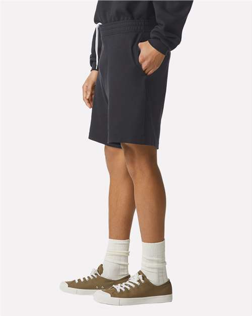 American Apparel 2PQ Unisex Pique Gym Shorts - Black - model side