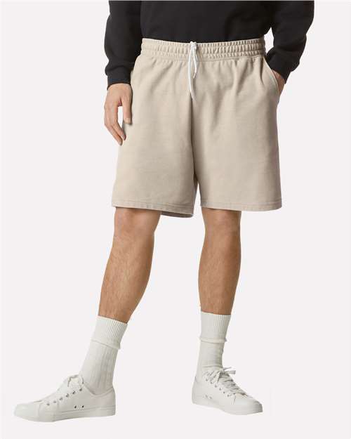 American Apparel 2PQ Unisex Pique Gym Shorts - Bone - model front