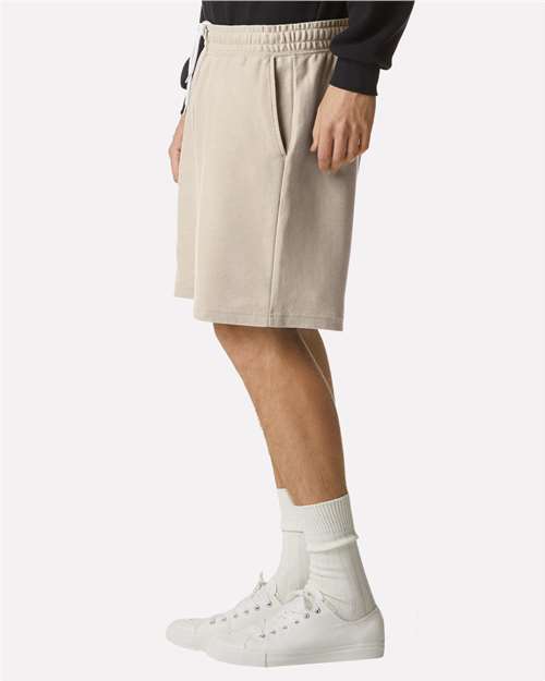 American Apparel 2PQ Unisex Pique Gym Shorts - Bone - model side
