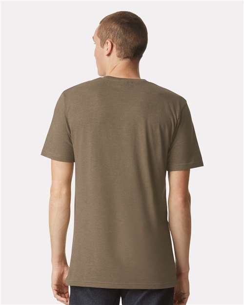 American Apparel 2004CVC Unisex CVC Henley Tee - Heather Army - model back