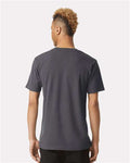 American Apparel 2004CVC Unisex CVC Henley Tee - Heather Charcoal - model back