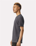 American Apparel 2004CVC Unisex CVC Henley Tee - Heather Charcoal - model side