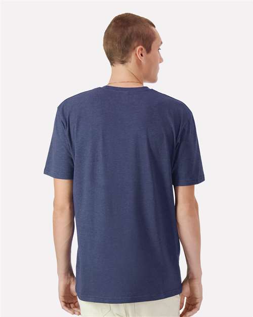 American Apparel 2004CVC Unisex CVC Henley Tee - Heather Indigo - model back
