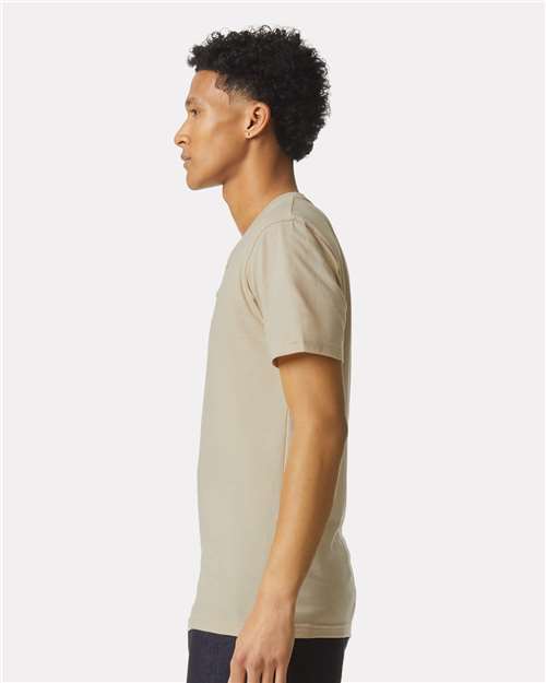American Apparel 2004CVC Unisex CVC Henley Tee - Heather Bone - model side