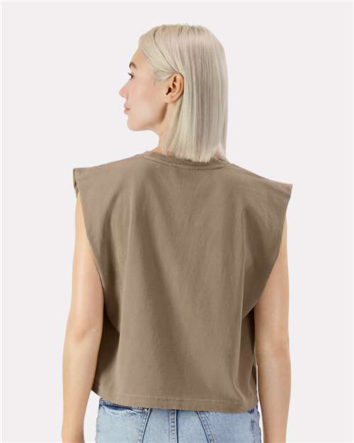 American Apparel 307GD Women's Garment-Dyed Heavyweight Muscle Tee - Faded Brown - model back