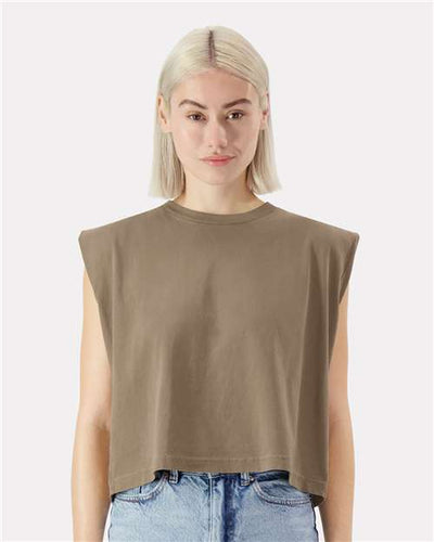American Apparel 307GD Women's Garment-Dyed Heavyweight Muscle Tee - Faded Brown - model front