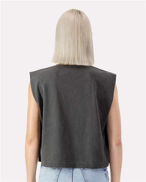 American Apparel 307GD Women's Garment-Dyed Heavyweight Muscle Tee - Faded Black - model back