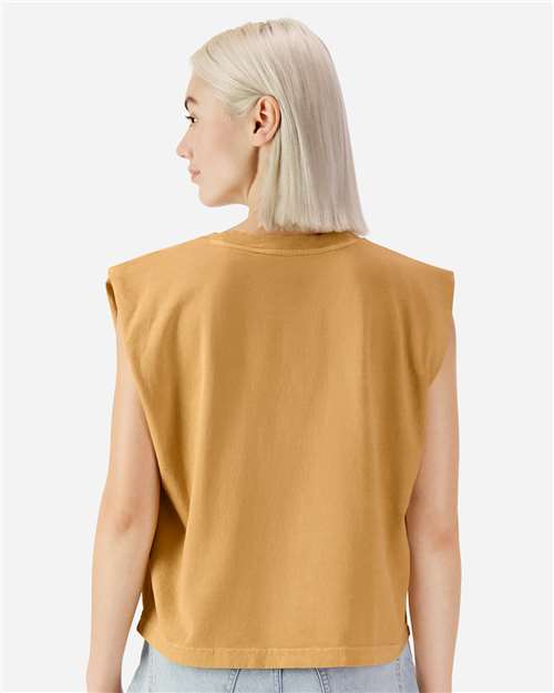 American Apparel 307GD Women's Garment-Dyed Heavyweight Muscle Tee - Faded Mustard - model back