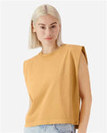 American Apparel 307GD Women's Garment-Dyed Heavyweight Muscle Tee - Faded Mustard - model side